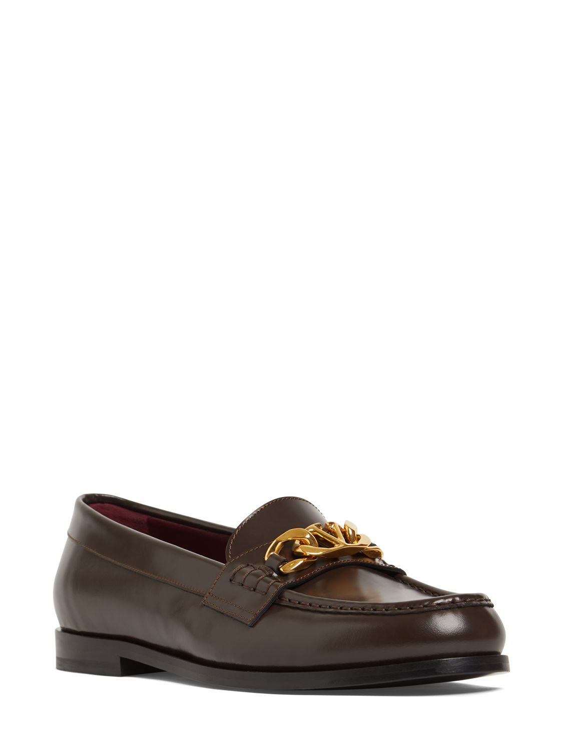 Valentino Garavani Vlogo Leather Loafers In Brown | ModeSens