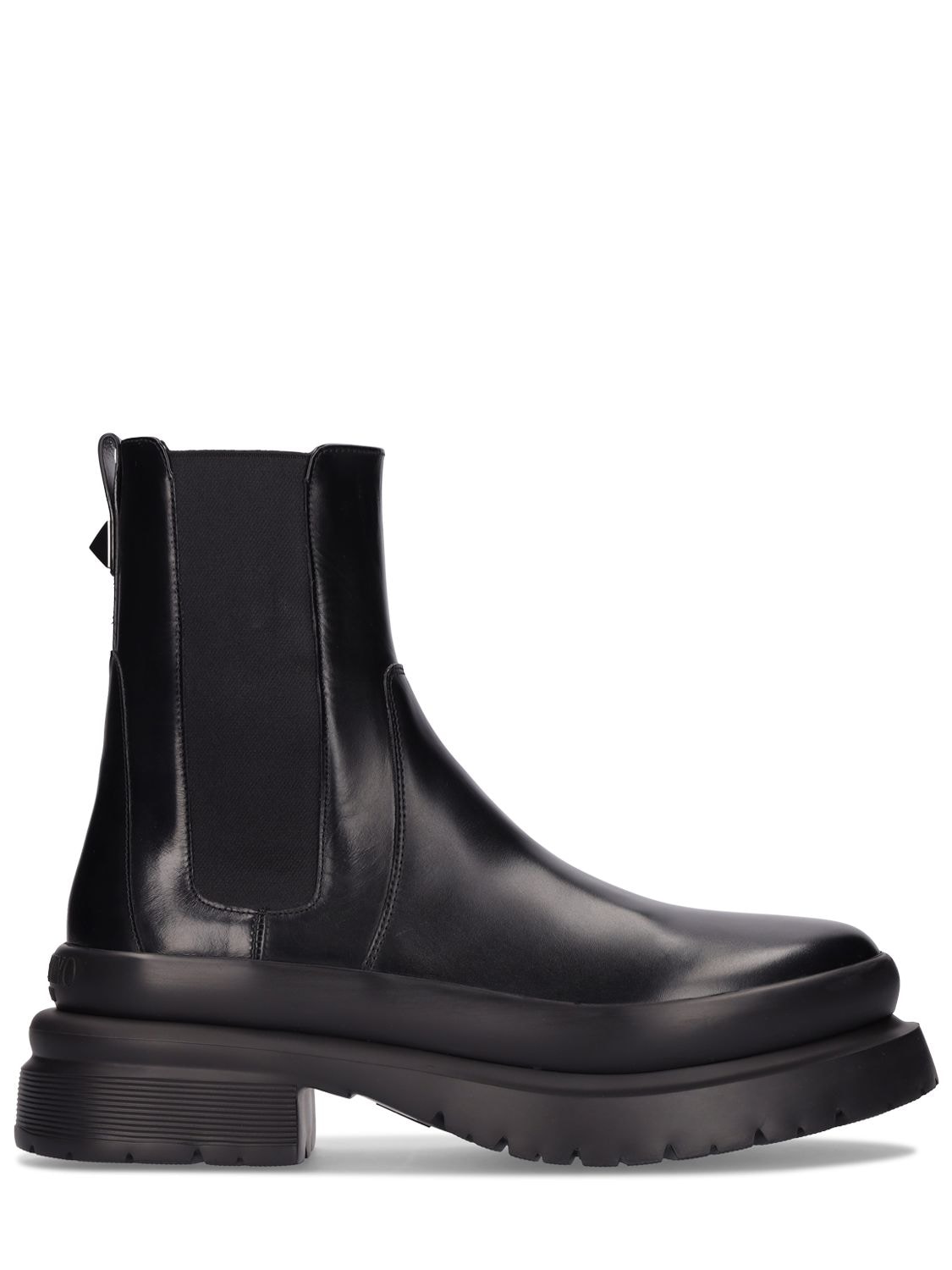 Shop Valentino Roman Stud Leather Chelsea Boots In Black