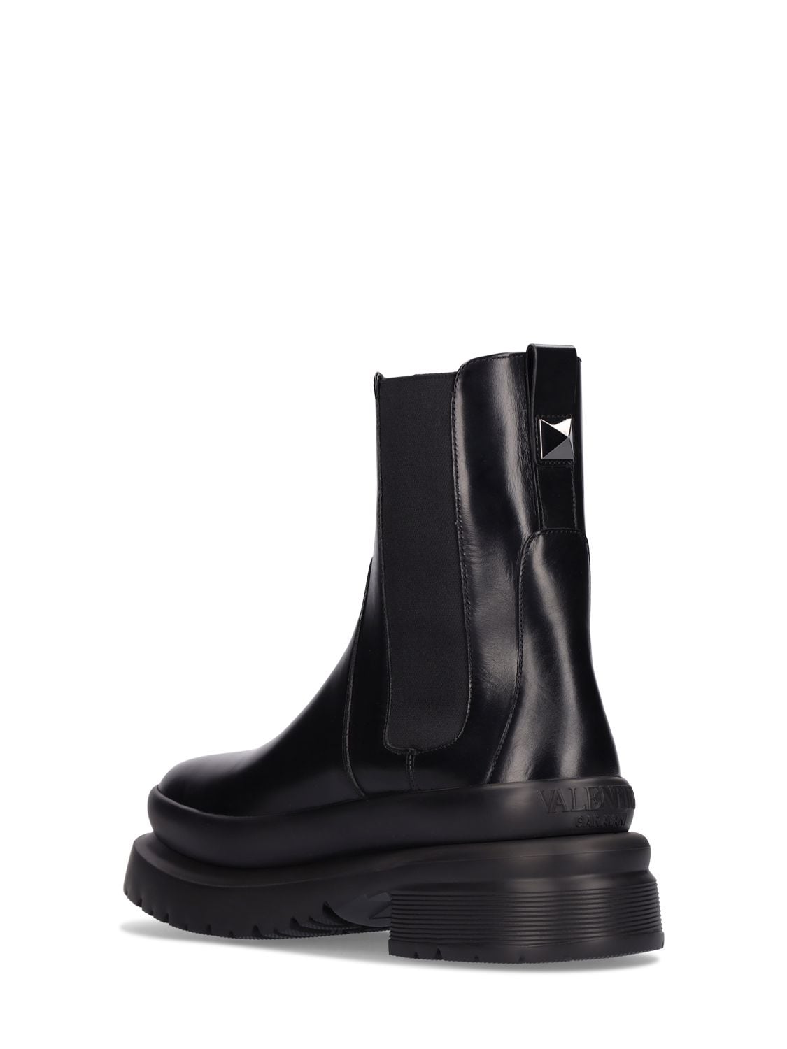 Shop Valentino Roman Stud Leather Chelsea Boots In Black