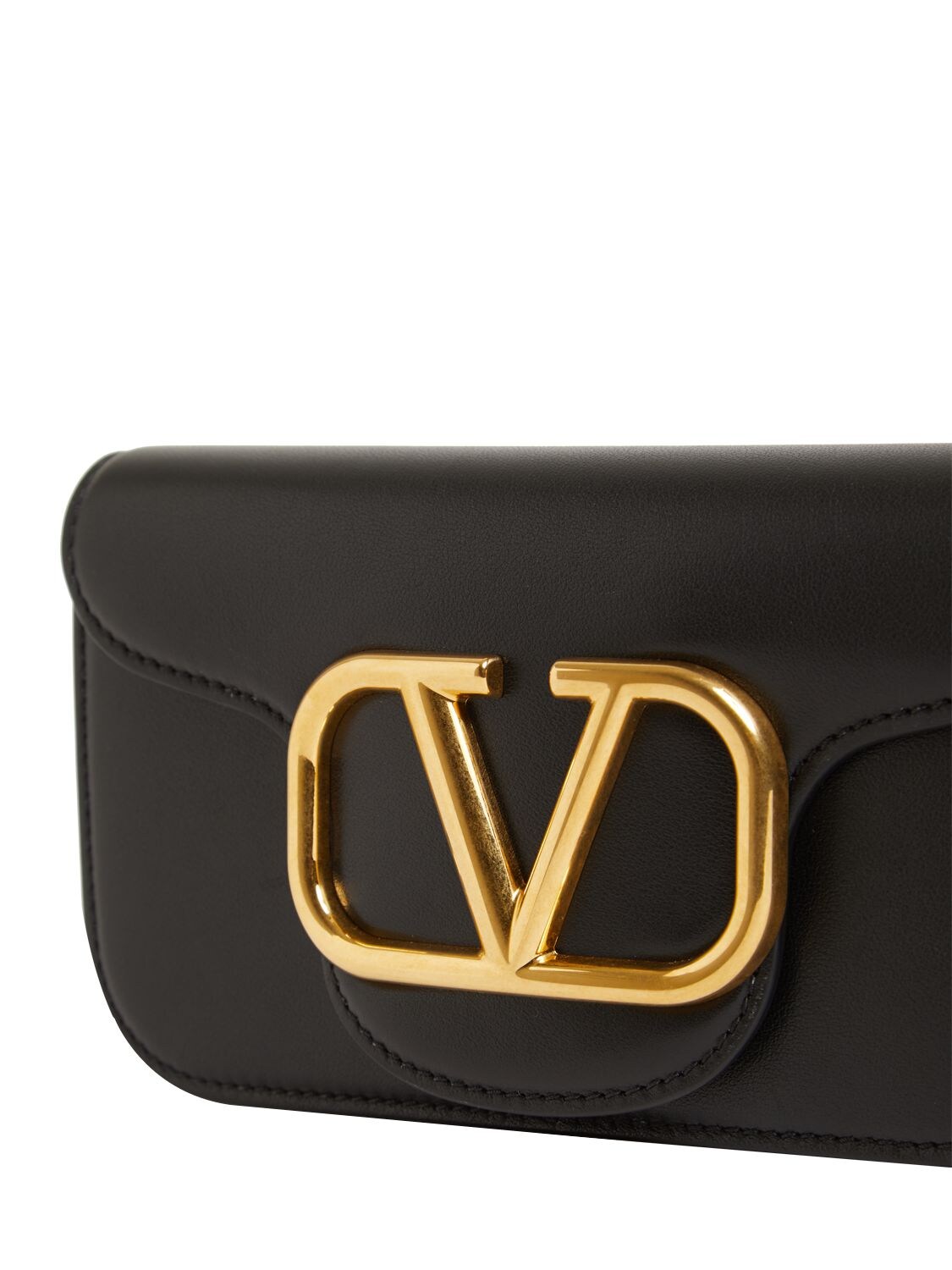 Valentino Mini Locò Leather Crossbody Bag - Black