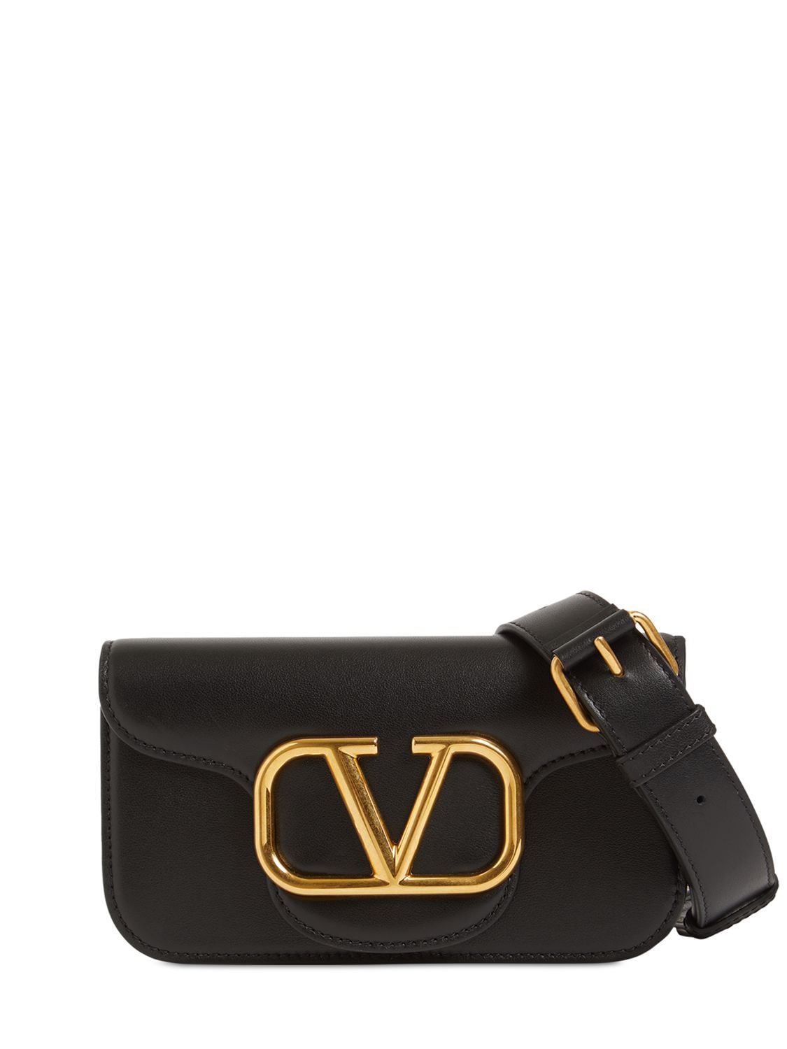 Valentino Garavani Mini Locò Leather Crossbody Bag In Black