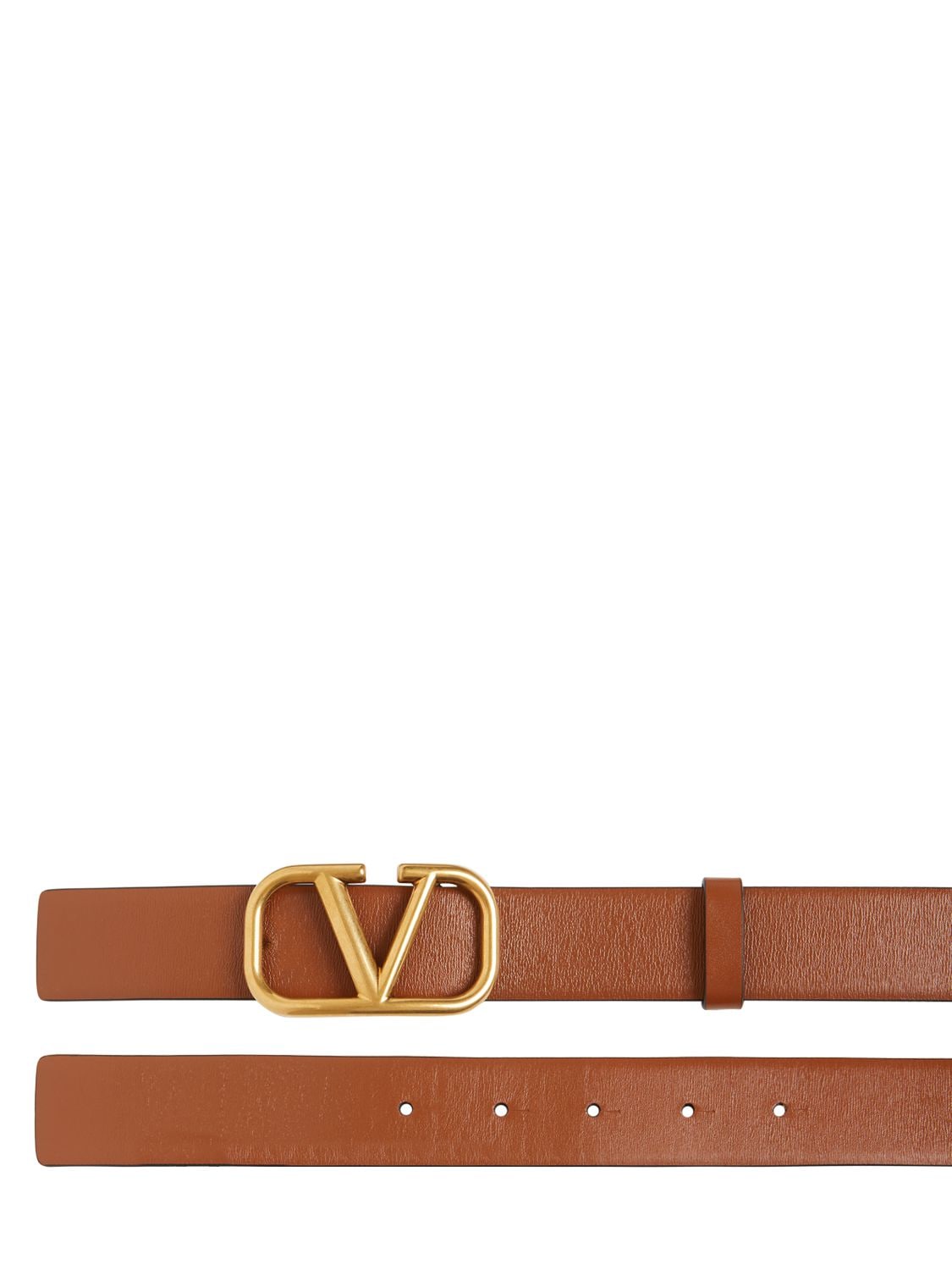 Shop Valentino 30mm Leather Belt W/ V Logo Buckle In Selleria