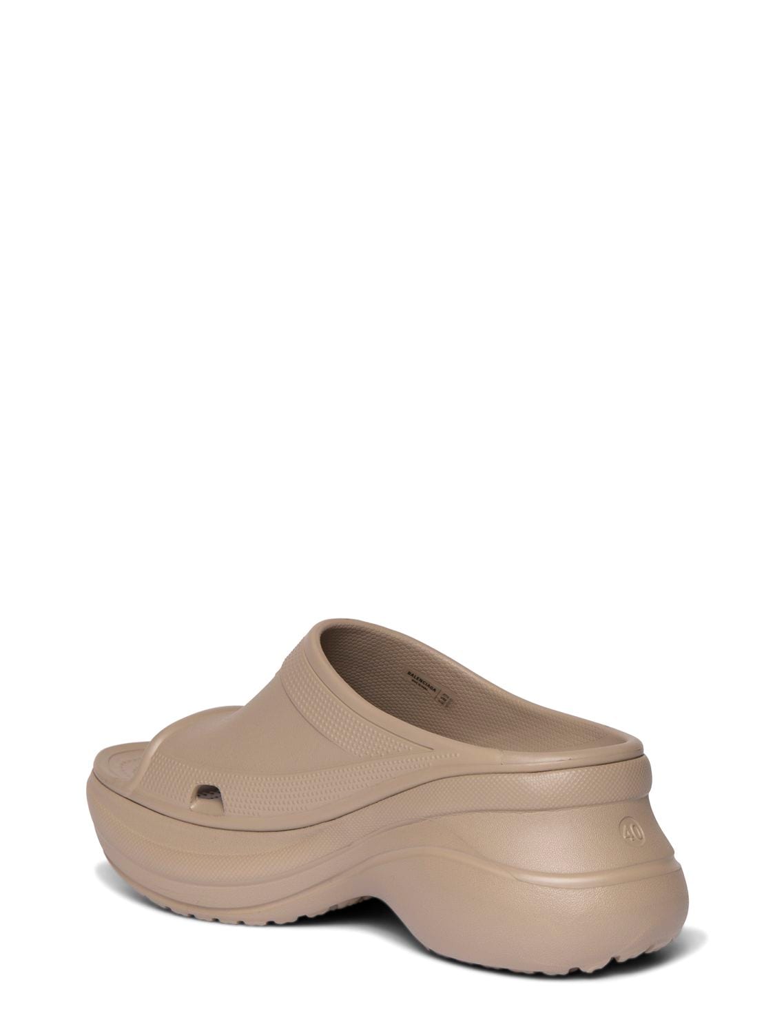 Shop Balenciaga 85mm Rubber Pool Slide Sandals In Beige