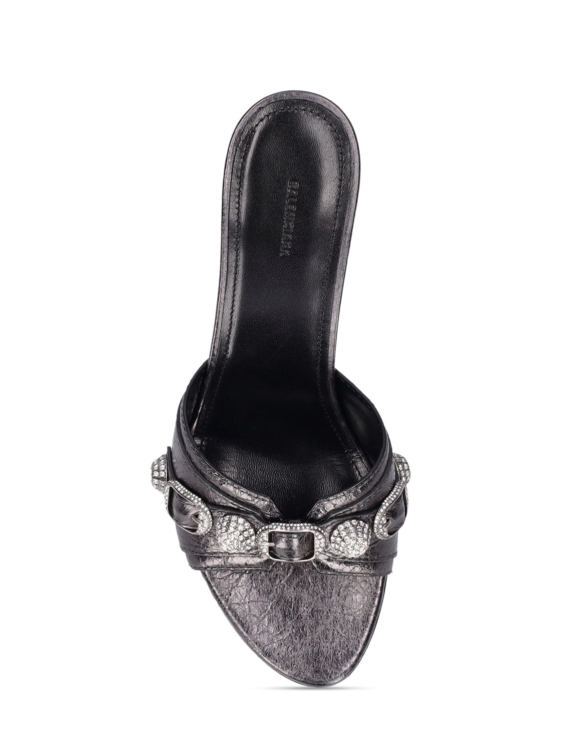 Shop Balenciaga 50mm Cagole Leather Sandals In Gunmetal