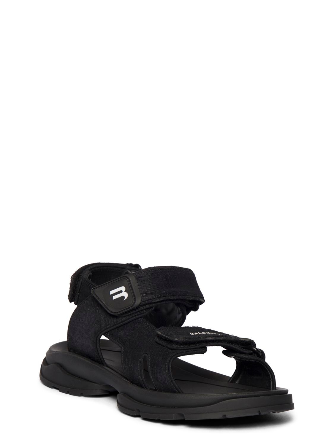 Shop Balenciaga 30mm Tourist Fabric Sandals In Black