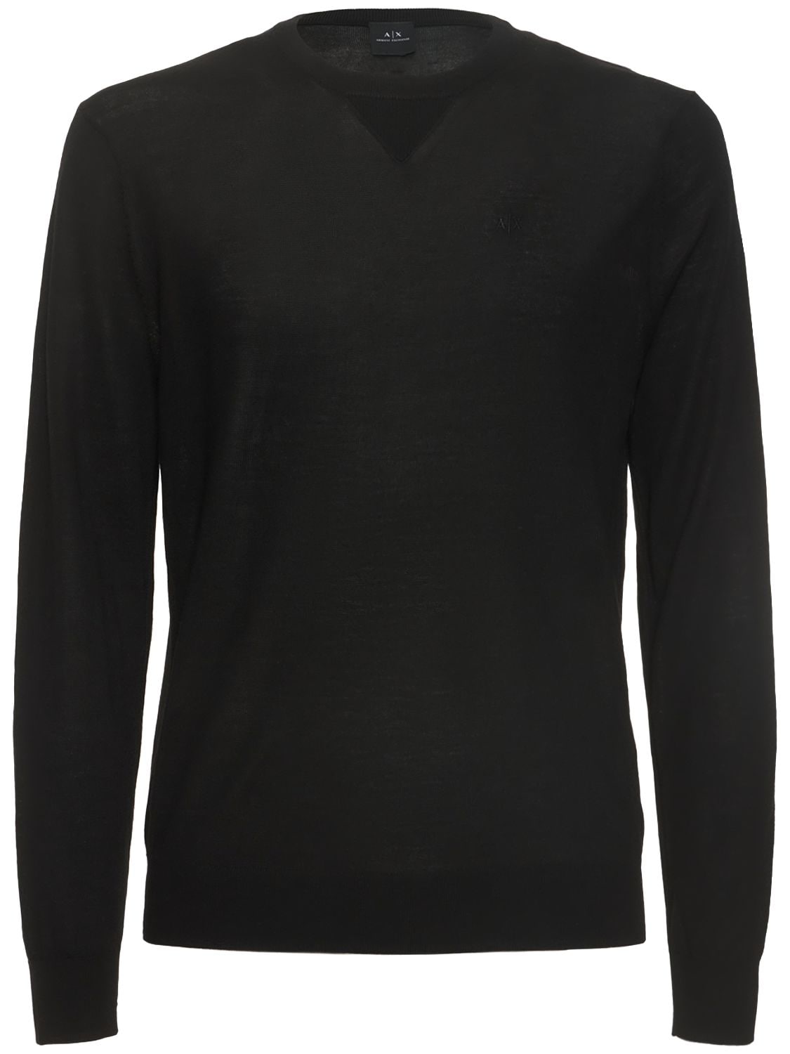 Armani Exchange Wool Knit Crewneck Sweater In Black