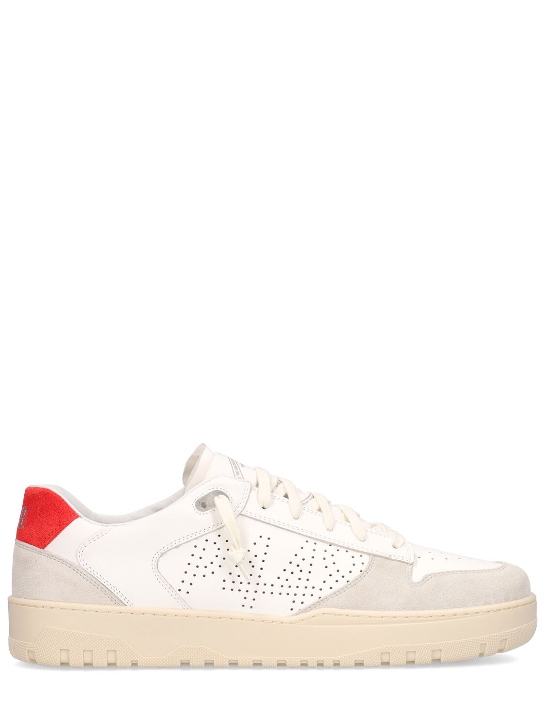 P448 - Mason leather low top sneakers - White/Red | Luisaviaroma