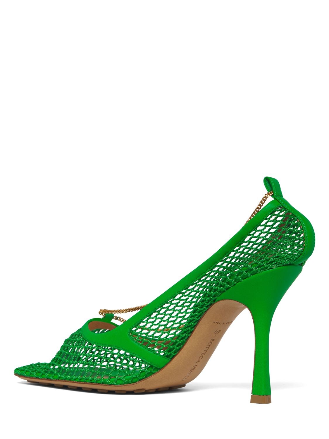 Shop Bottega Veneta 90mm Stretch Mesh & Leather Pumps In Parakeet