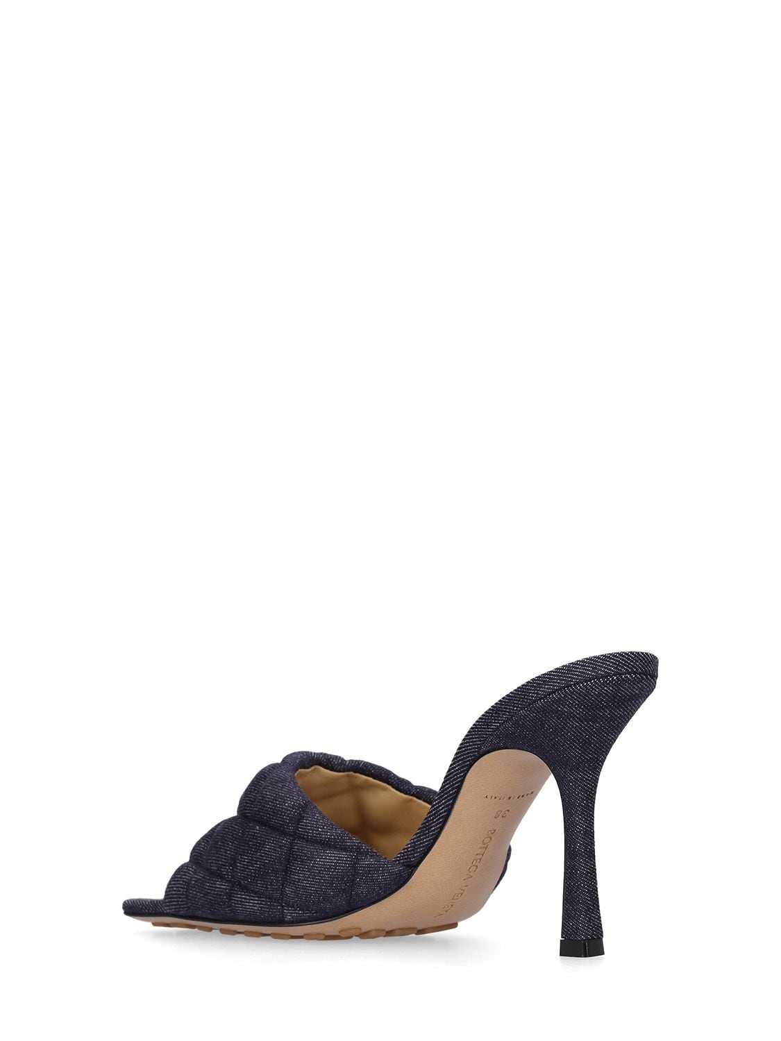 Shop Bottega Veneta 90mm Denim & Leather Slide Sandals In Indigo
