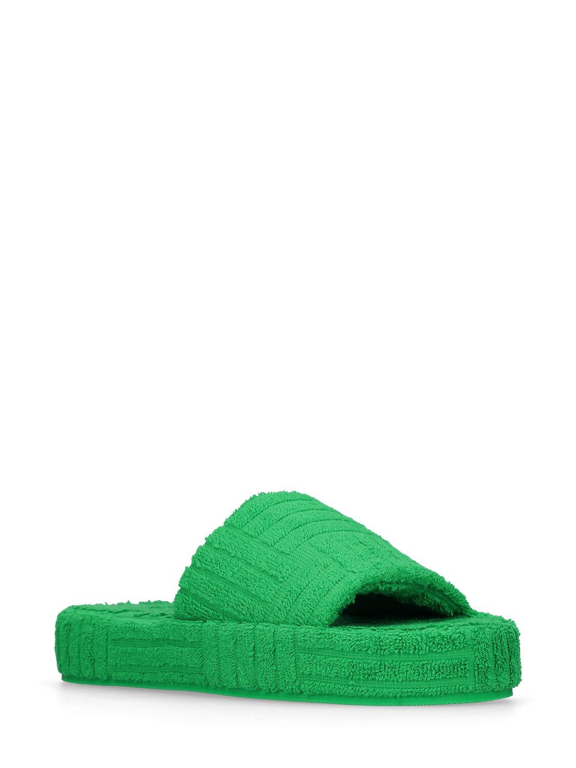 Shop Bottega Veneta 35mm Resort Terrycloth Slides In Grass