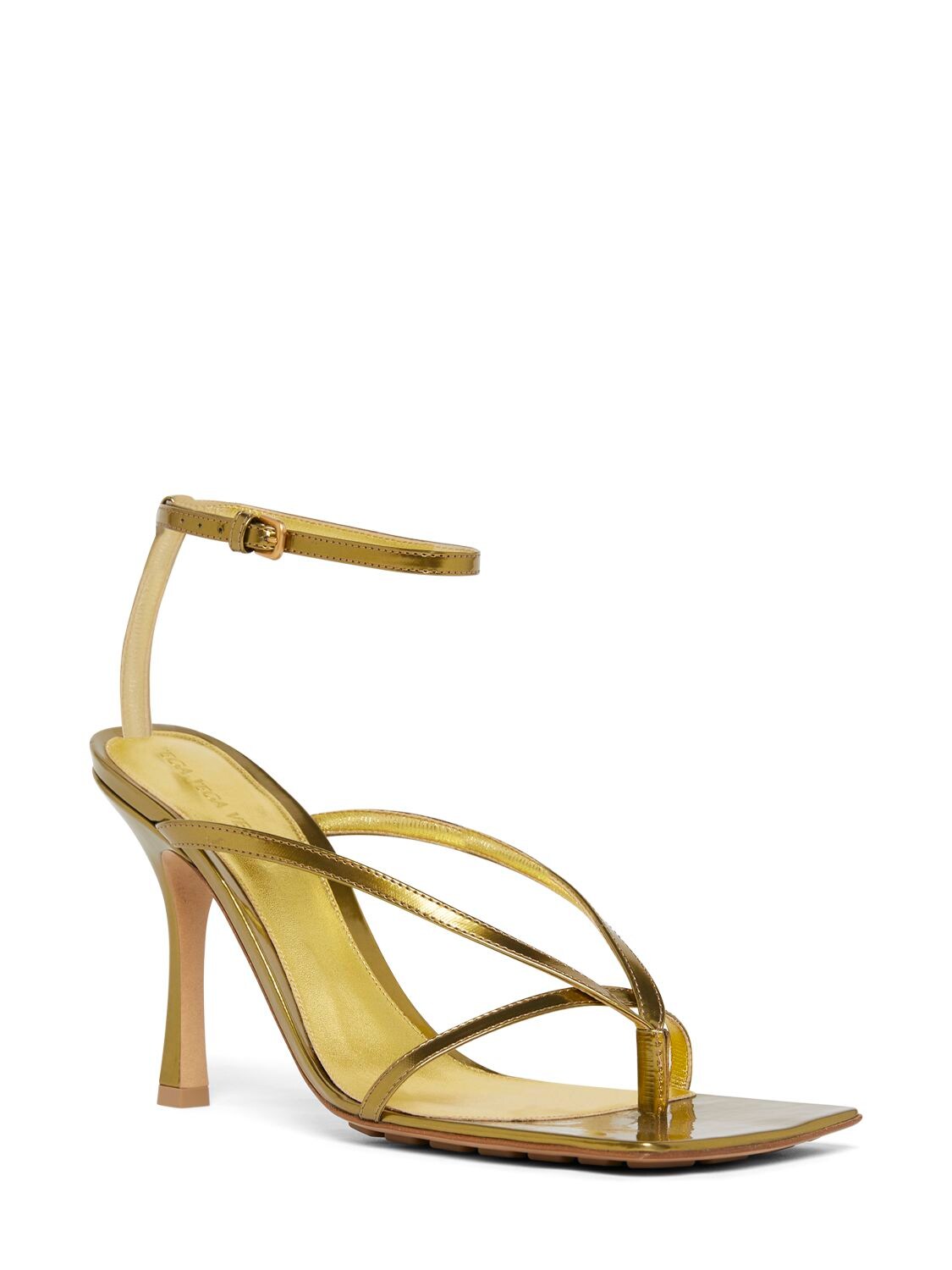 Shop Bottega Veneta 90mm Dot Stretch Leather Sandals In Gold