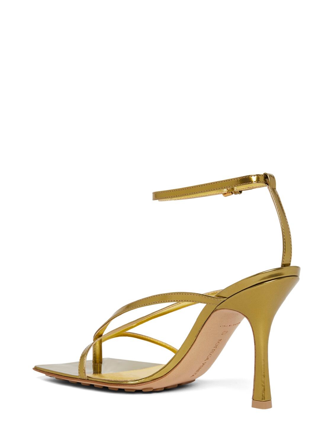 Shop Bottega Veneta 90mm Dot Stretch Leather Sandals In Gold