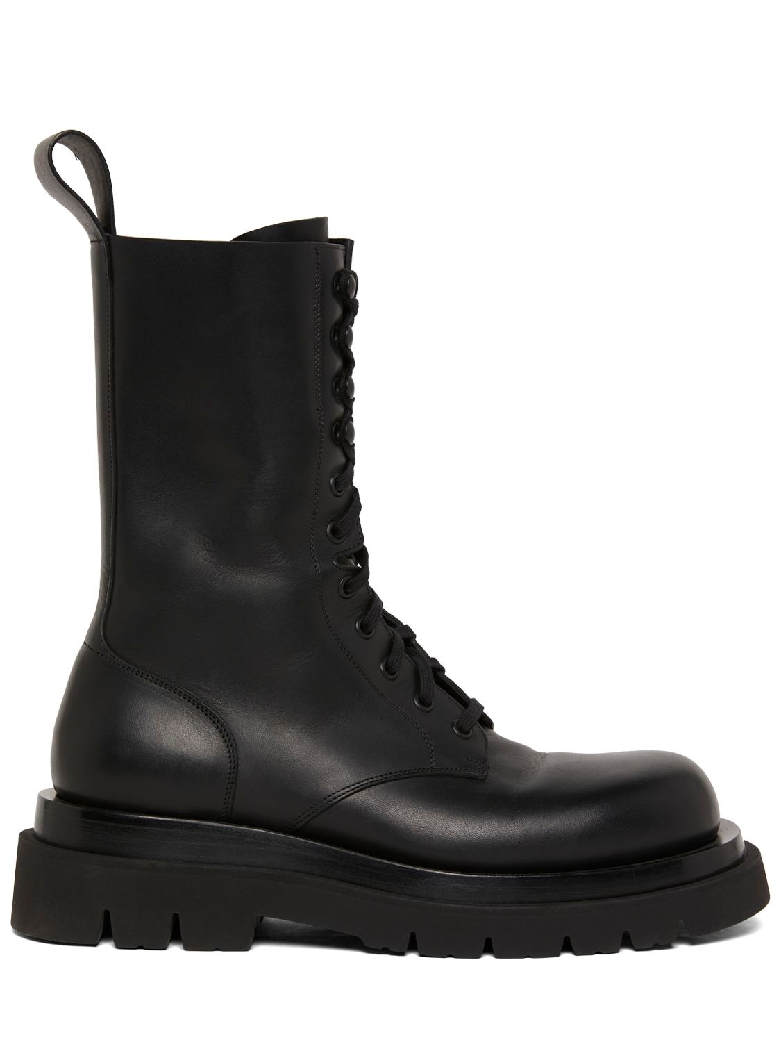 Bottega Veneta 40mm Lug Leather Combat Boots In Black