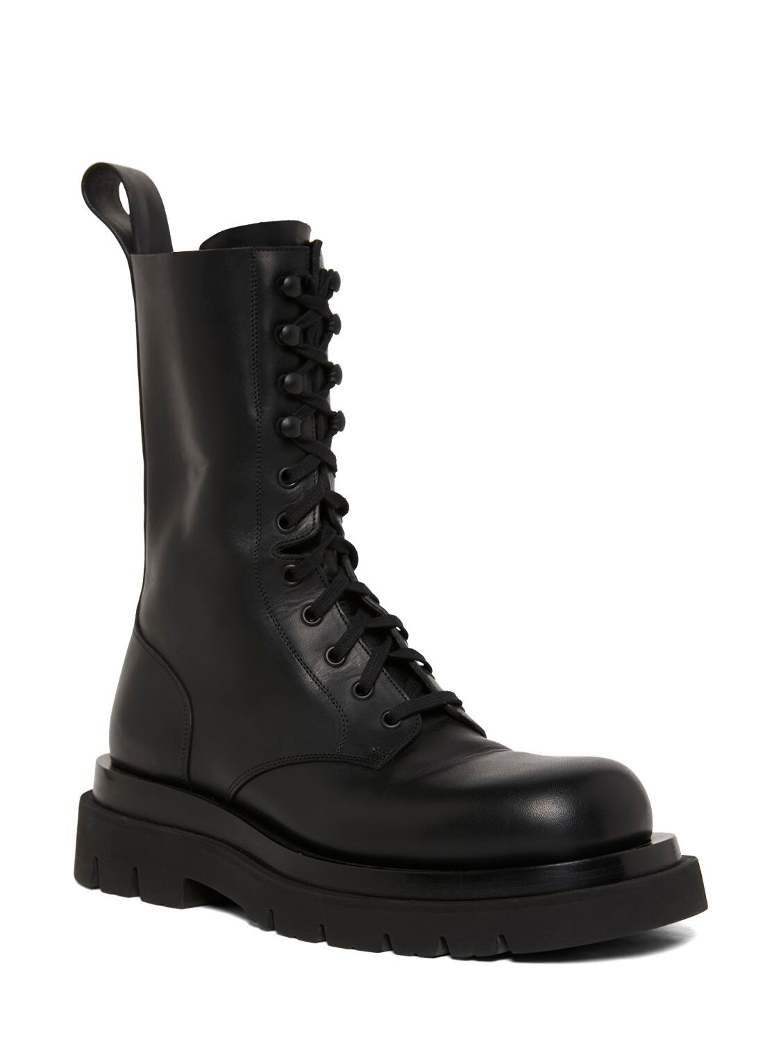 Shop Bottega Veneta 40mm Lug Leather Combat Boots In Black