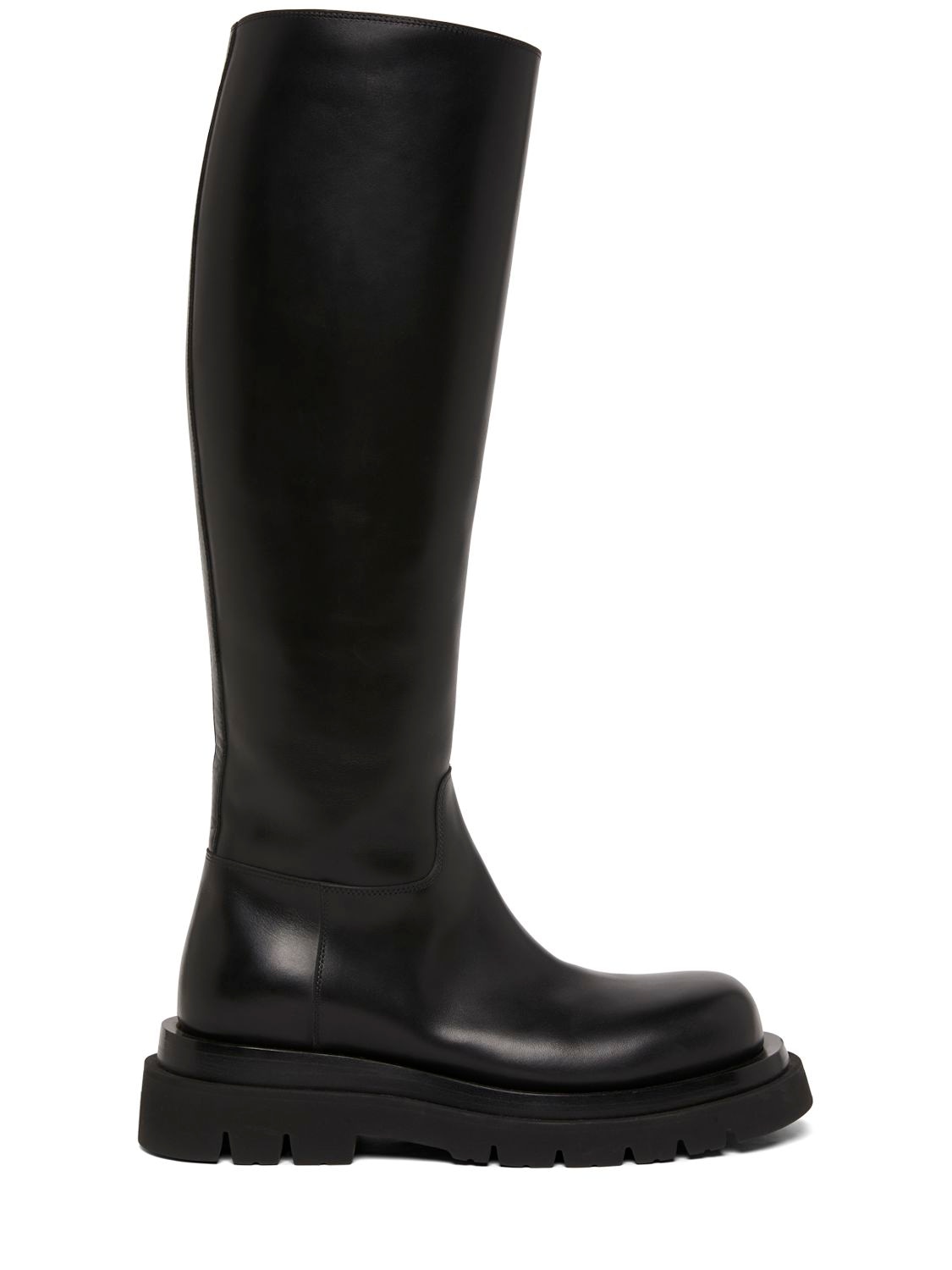 Bottega Veneta 40mm Lug Leather Tall Boots In Black