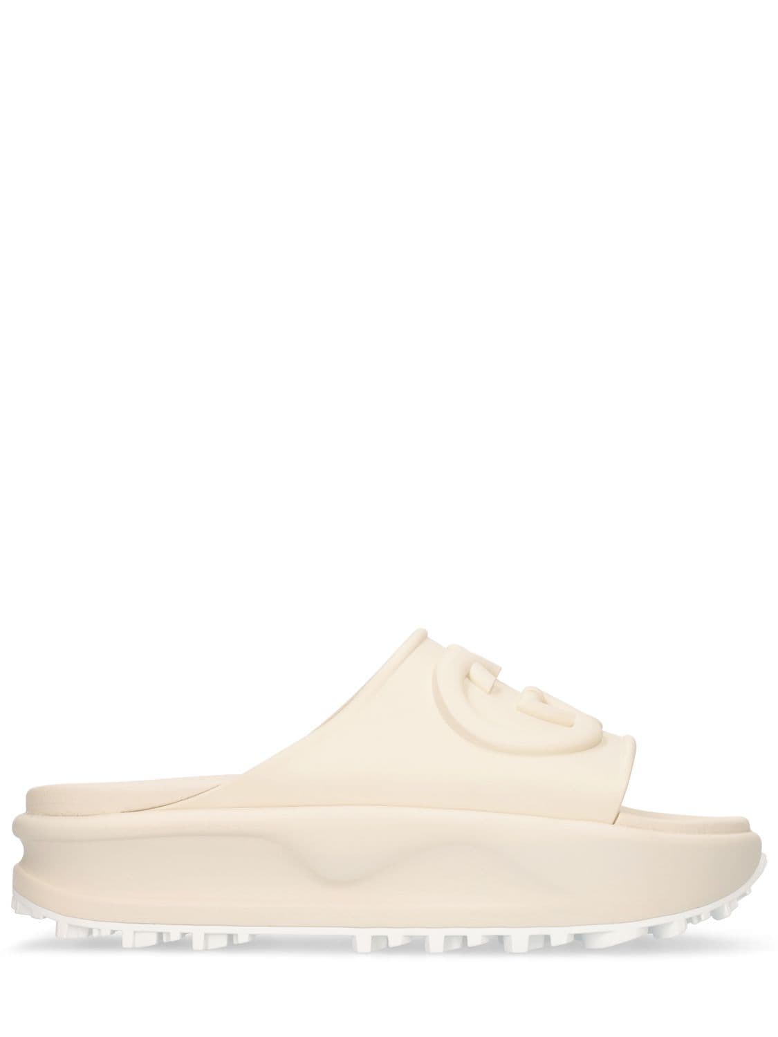 Gucci 40mm Miami Rubber Wedge Sandals In Off White