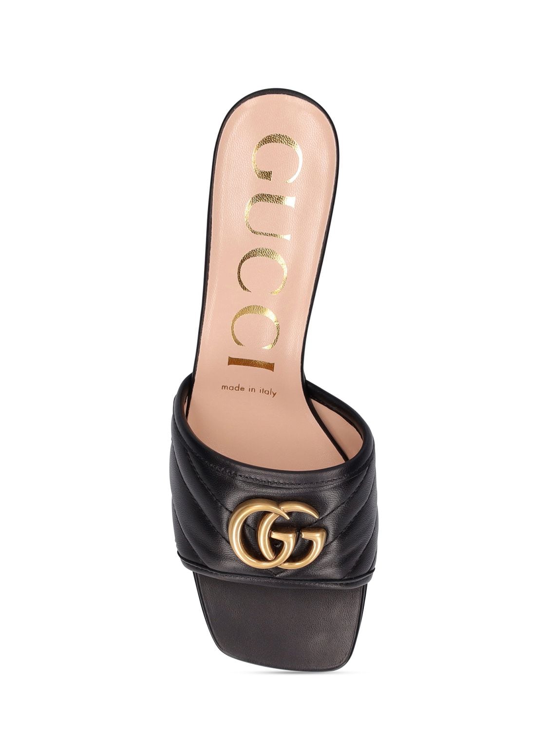 Shop Gucci 55mm Marmont Leather Slide Sandals In Black