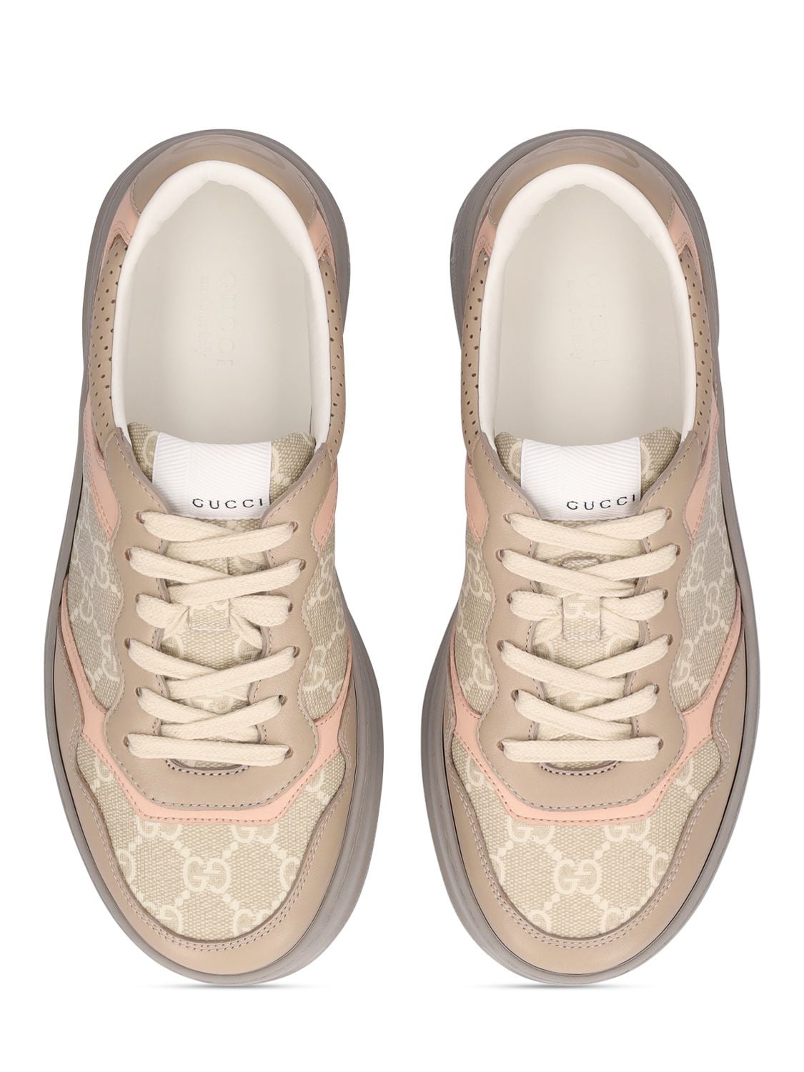 Shop Gucci 50mm Chunky B Gg Supreme Sneakers In Oat