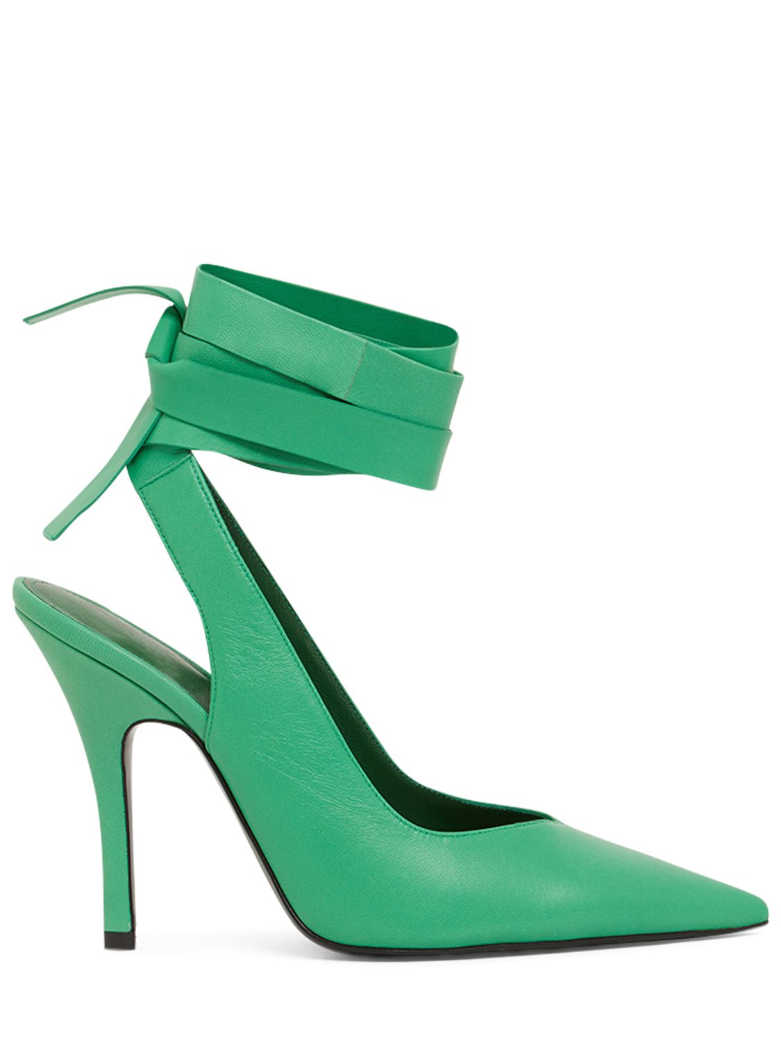 Attico 105mm Venus Ribbon Leather Pumps In Green