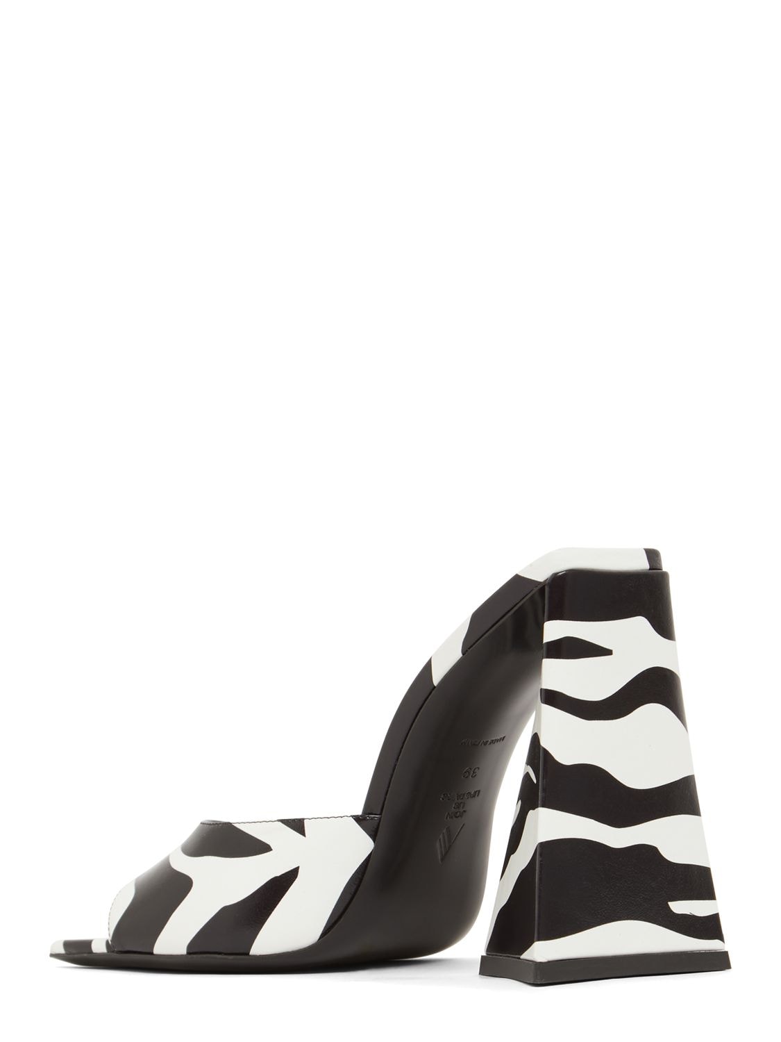 Shop Attico 115mm Devon Zebra Print Leather Mules In Black,white