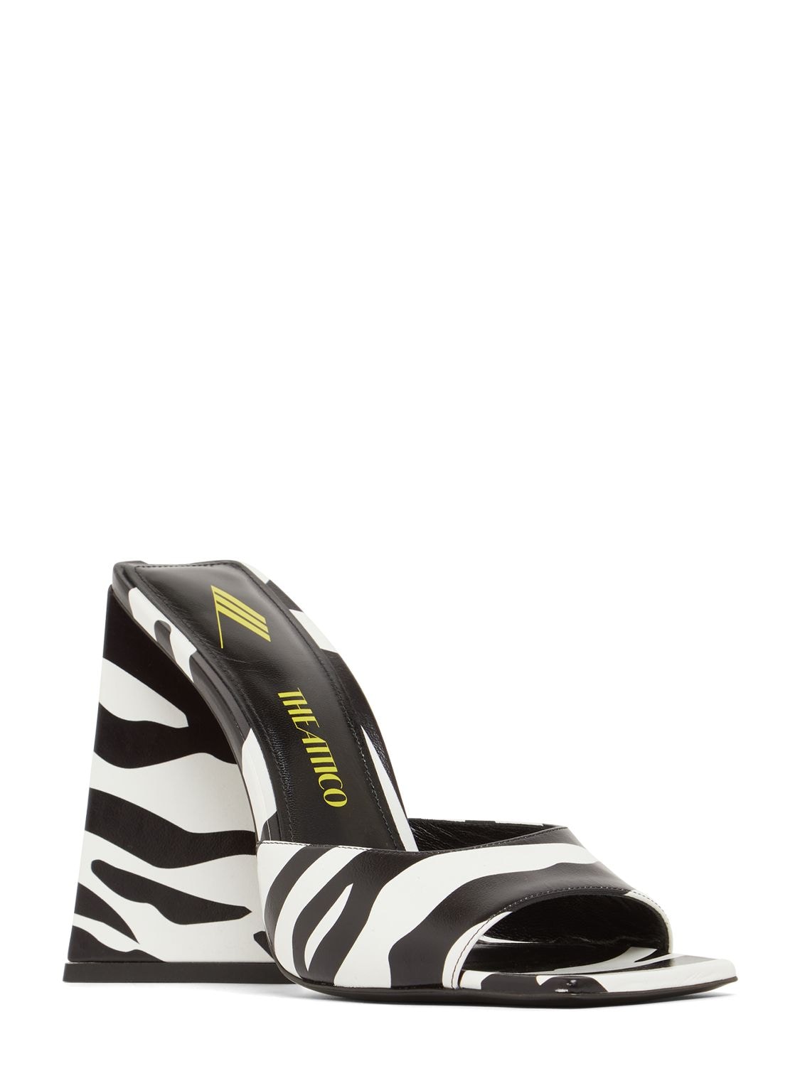 Shop Attico 115mm Devon Zebra Print Leather Mules In Black,white