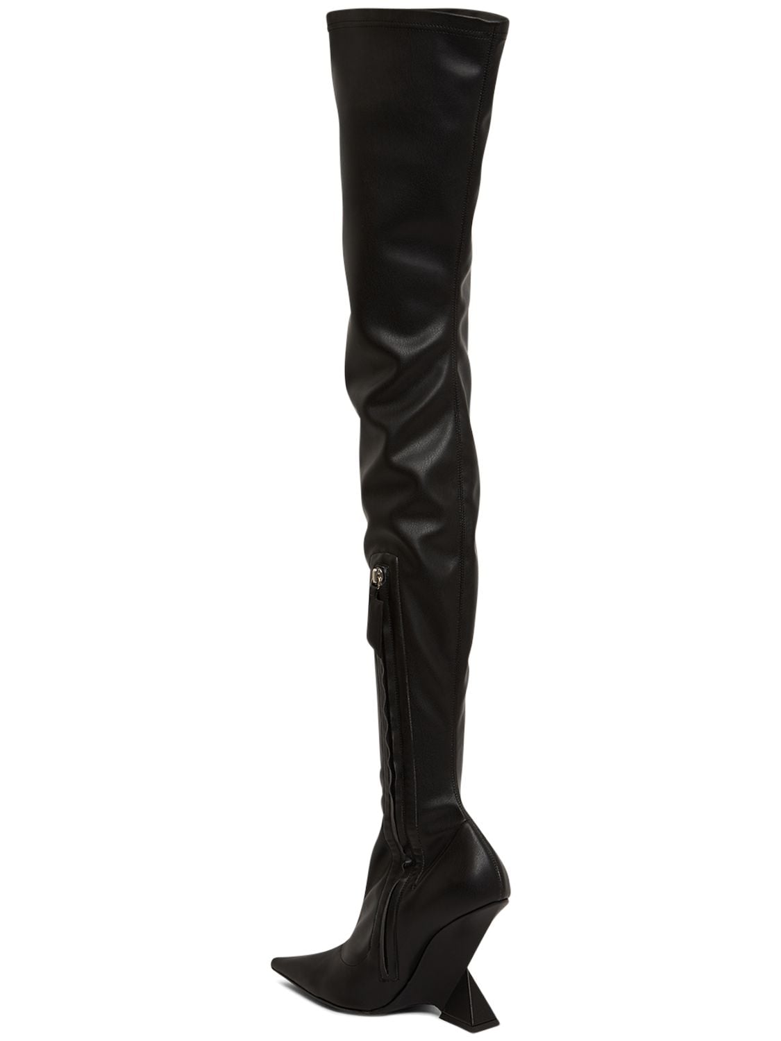 Shop Attico 105mm Cheope Faux Leather Thigh Boots In Black