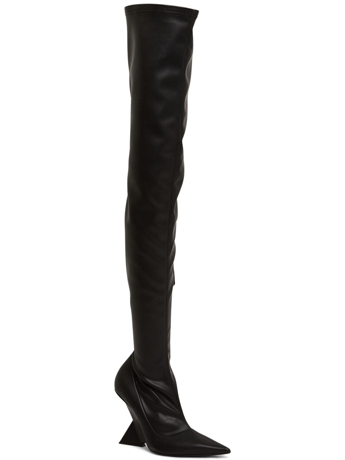 Shop Attico 105mm Cheope Faux Leather Thigh Boots In Black