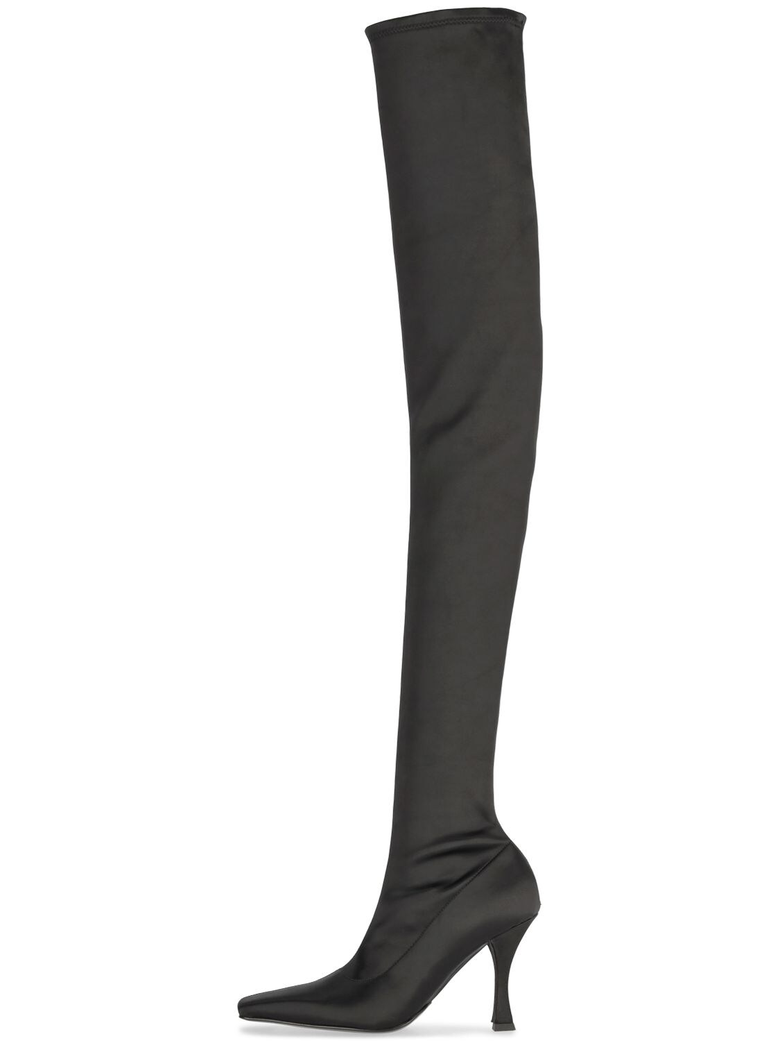 95mm Trap Satin Over-the-knee Boots In Black