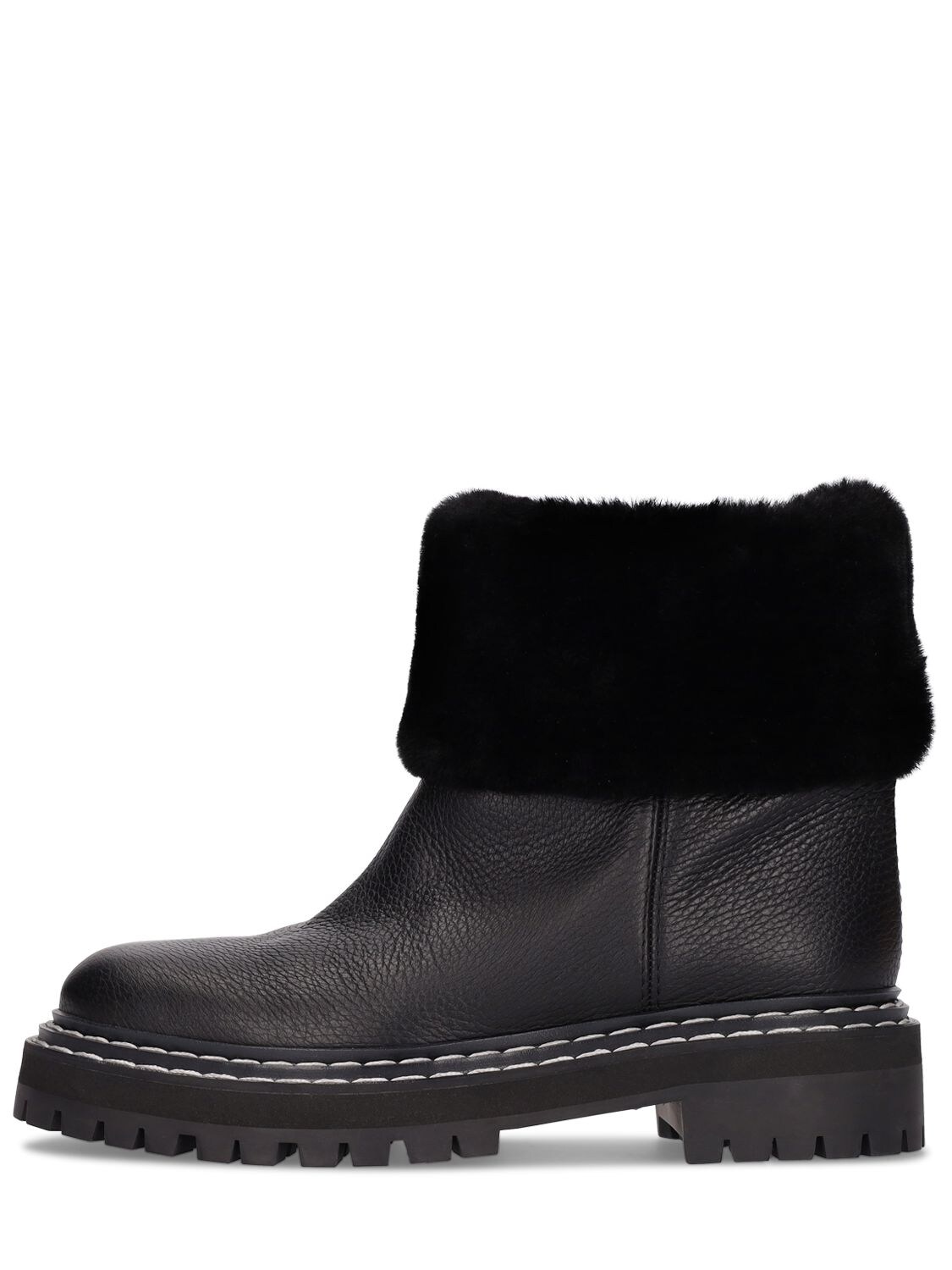 Proenza Schouler - 30mm lug shearling ankle boots - Black | Luisaviaroma