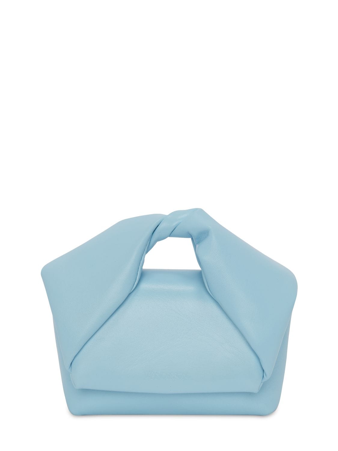 Shop Jw Anderson Midi Twister Leather Top Handle Bag In Light Blue