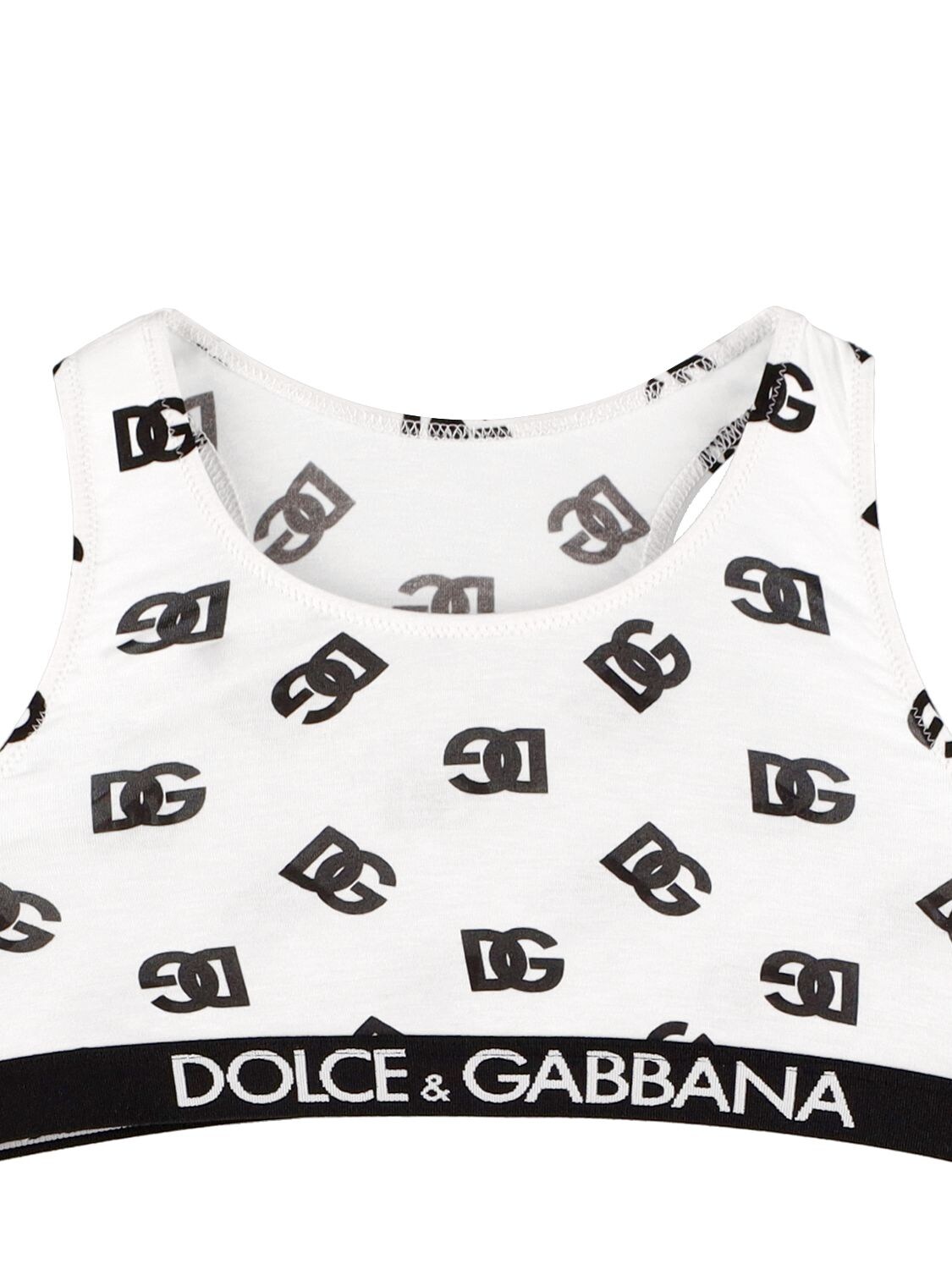 Shop Dolce & Gabbana Monogram Print Cotton Blend Bra & Briefs In White