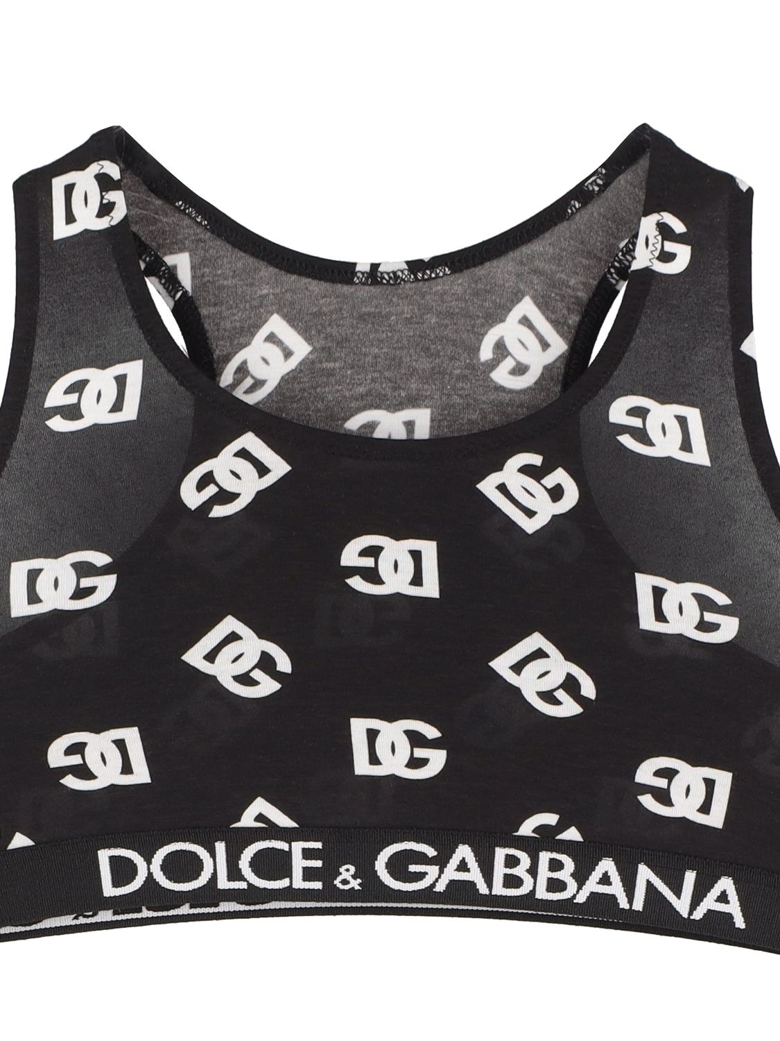 Shop Dolce & Gabbana Monogram Print Cotton Blend Bra & Briefs In Black