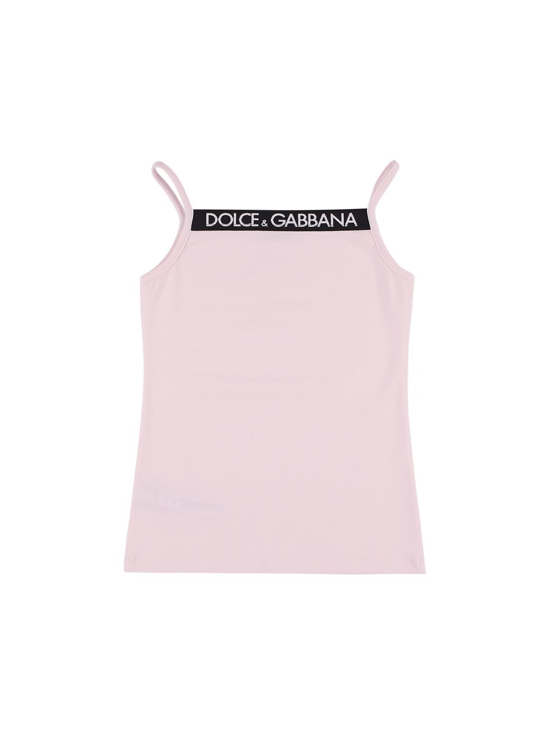 Kids' Cotton Jersey Tank Top W/ Logo Tape In Pink