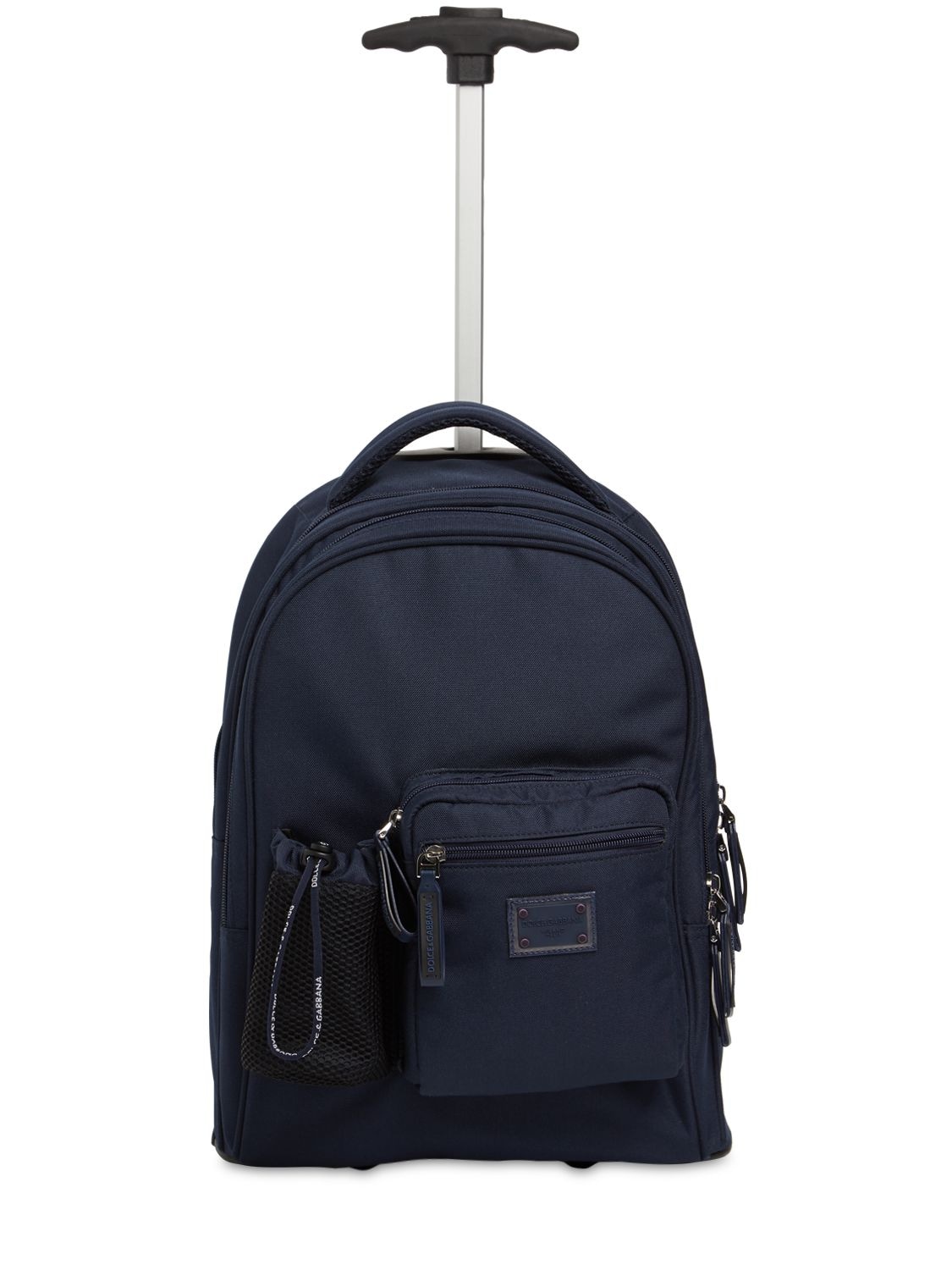 Dolce & Gabbana Kids' Logo Patch Nylon Rolling Backpack In Blue