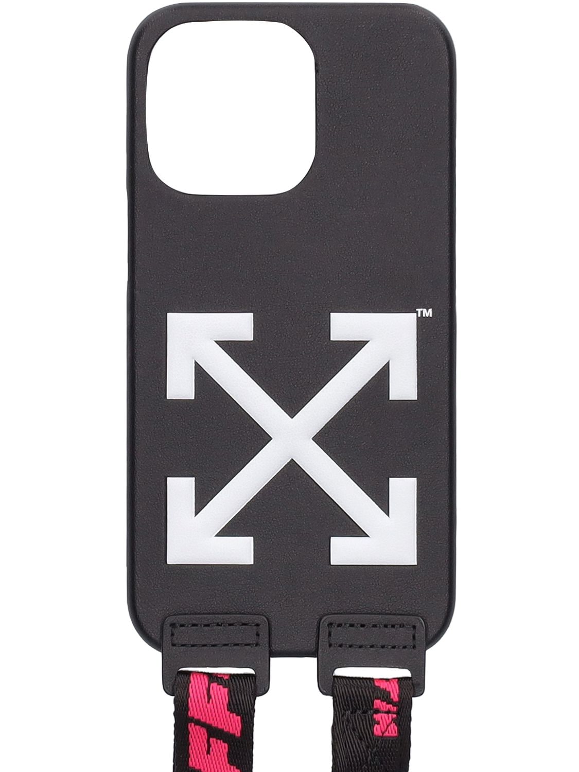 Off-white Logo Arrows Iphone 13 Pro Case W/ Strap In 블랙,자홍색