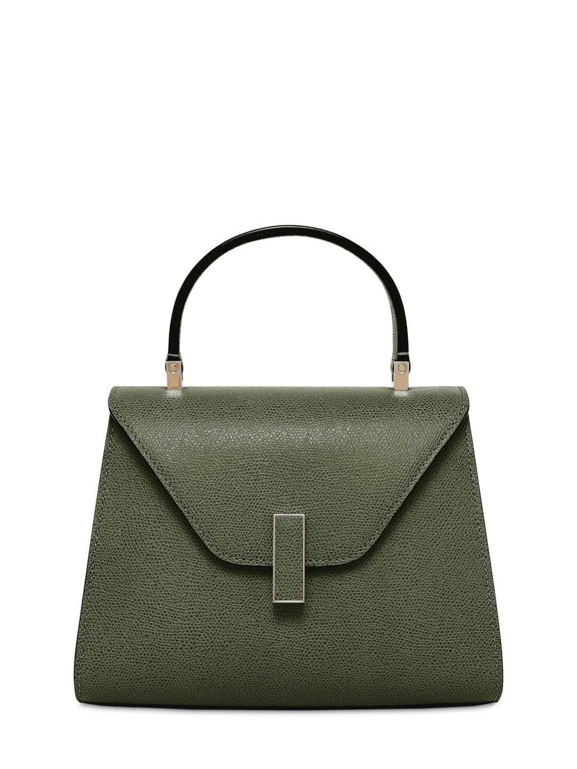 Valextra Mini Iside Grain Leather Top Handle Bag In Military Green