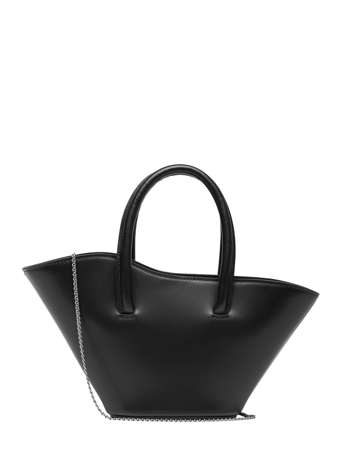 Little Liffner Micro Tulip Smooth Leather Bag W/ Chain In Black