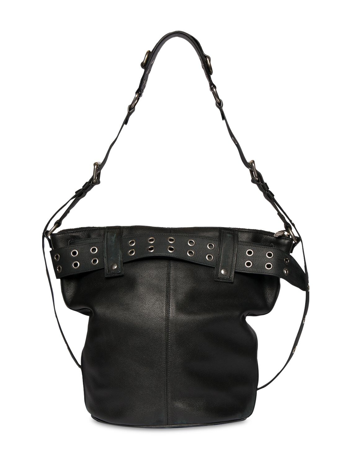 Shop Balenciaga Xs Emo Leather Bucket Bag In Black