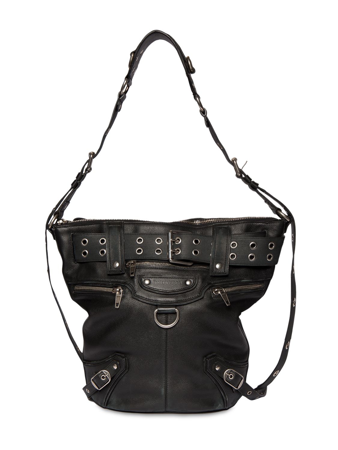 Shop Balenciaga Xs Emo Leather Bucket Bag In Black