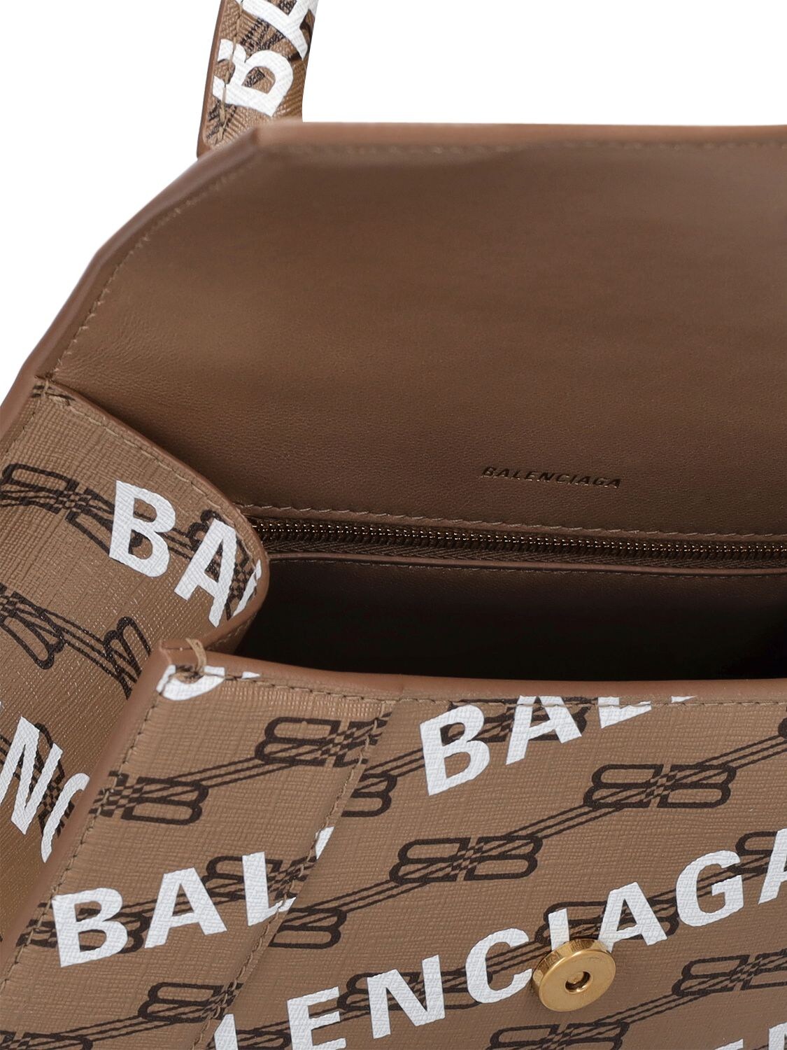 Balenciaga S Hourglass Coated Canvas Bag In Brown