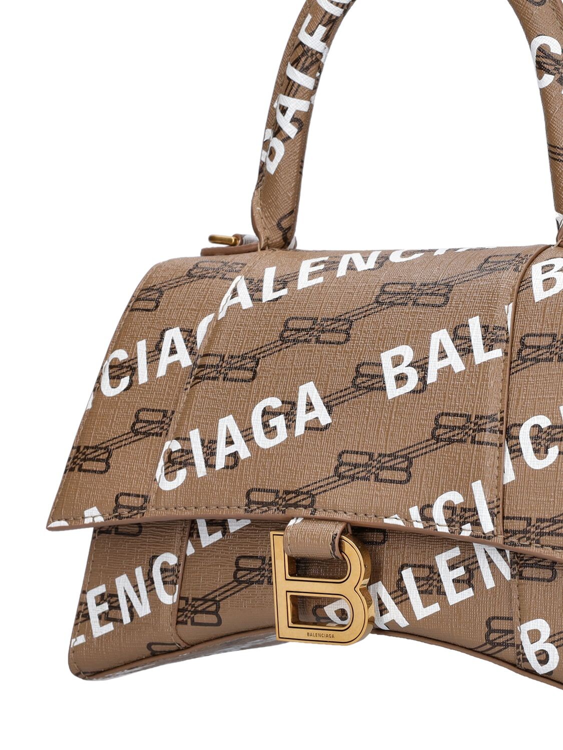 Balenciaga S Hourglass Coated Canvas Bag In Brown