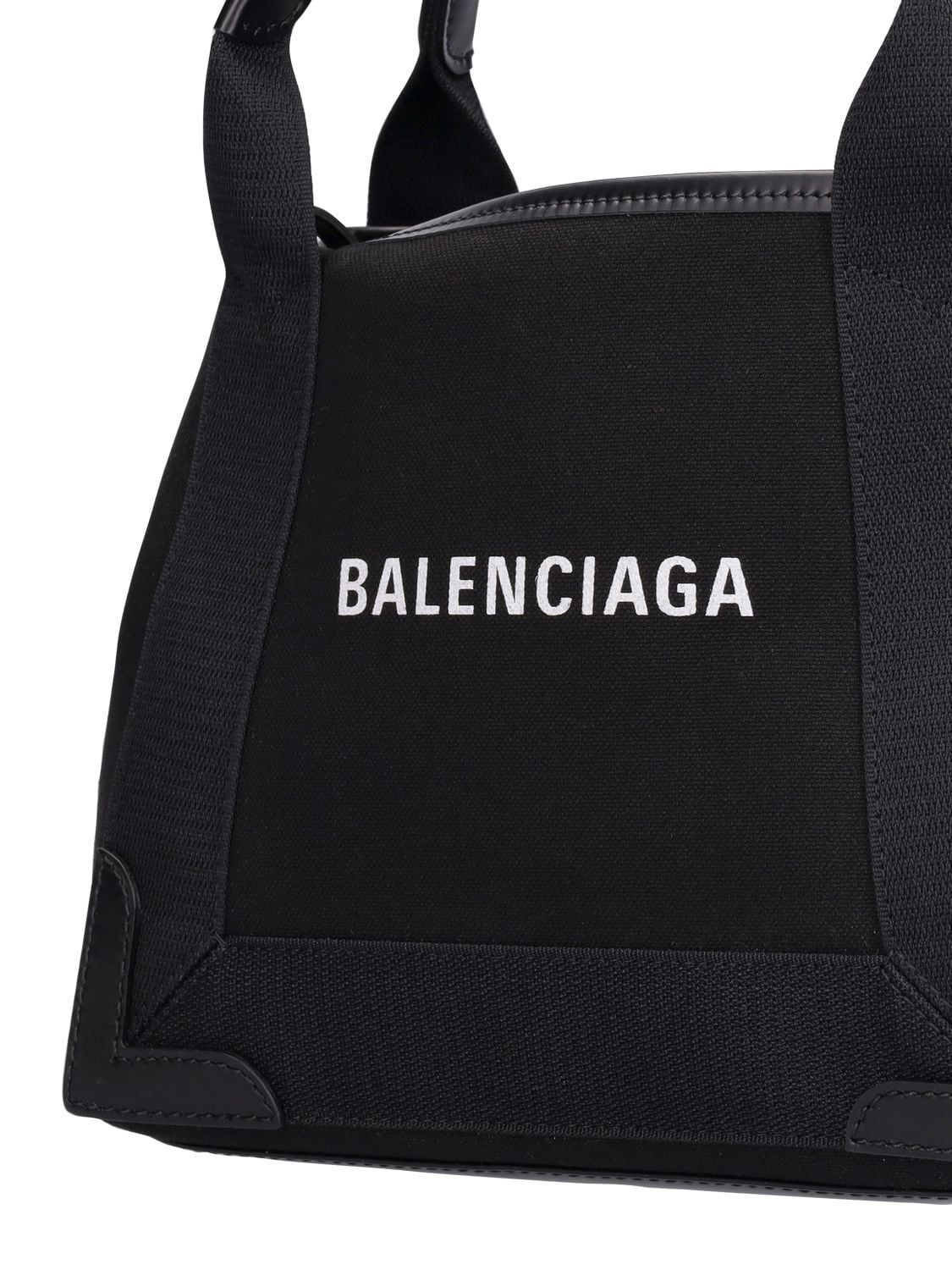 Shop Balenciaga Xs Cabas Navy Cotton Bag In Black