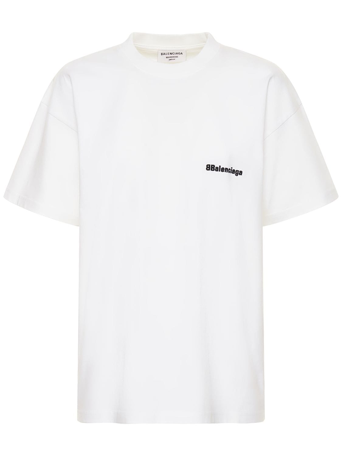 Shop Balenciaga Medium Fit Embroidered Cotton T-shirt In White,black