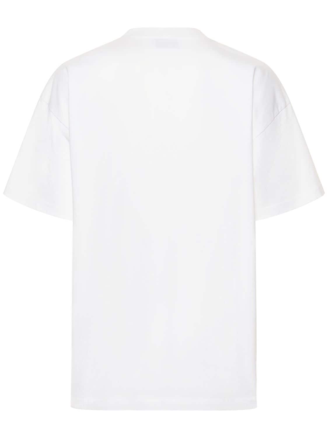 Shop Balenciaga Medium Fit Embroidered Cotton T-shirt In White,black