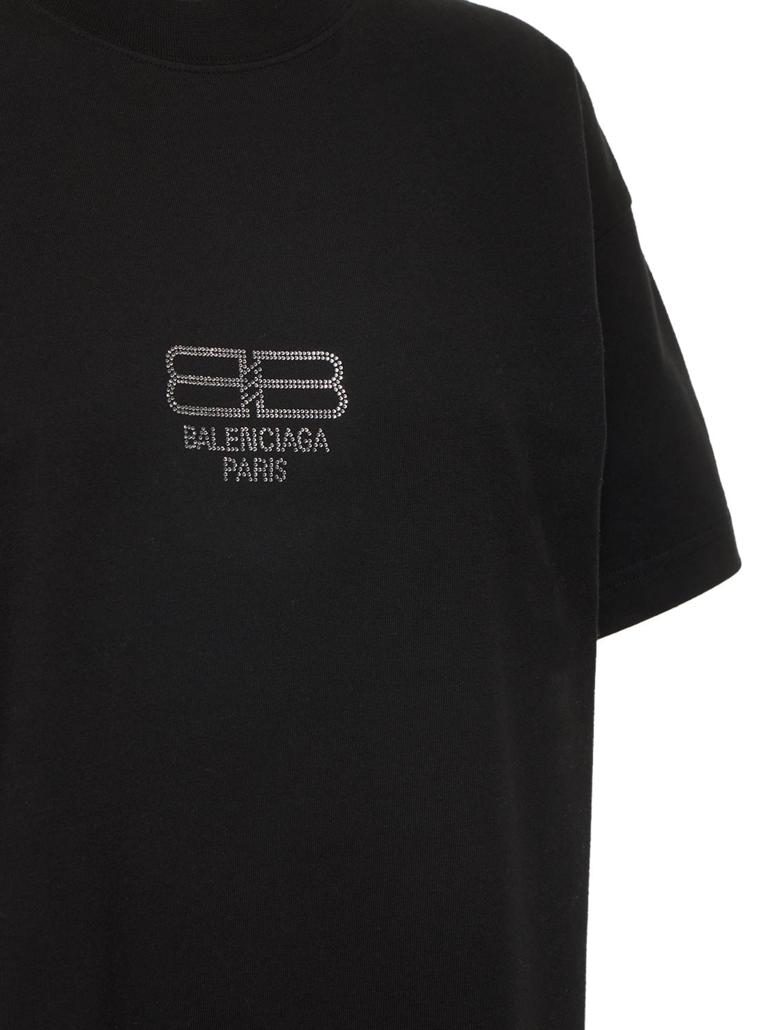 Shop Balenciaga Medium Fit Cotton T-shirt In Black,silver