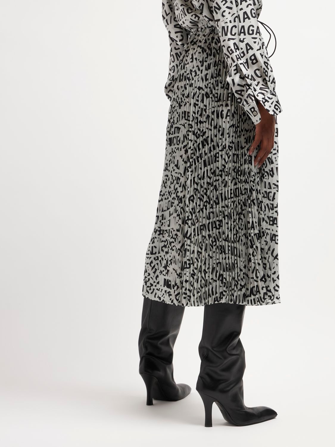 Shop Balenciaga Tube Pleated Drawstring Skirt In Grey