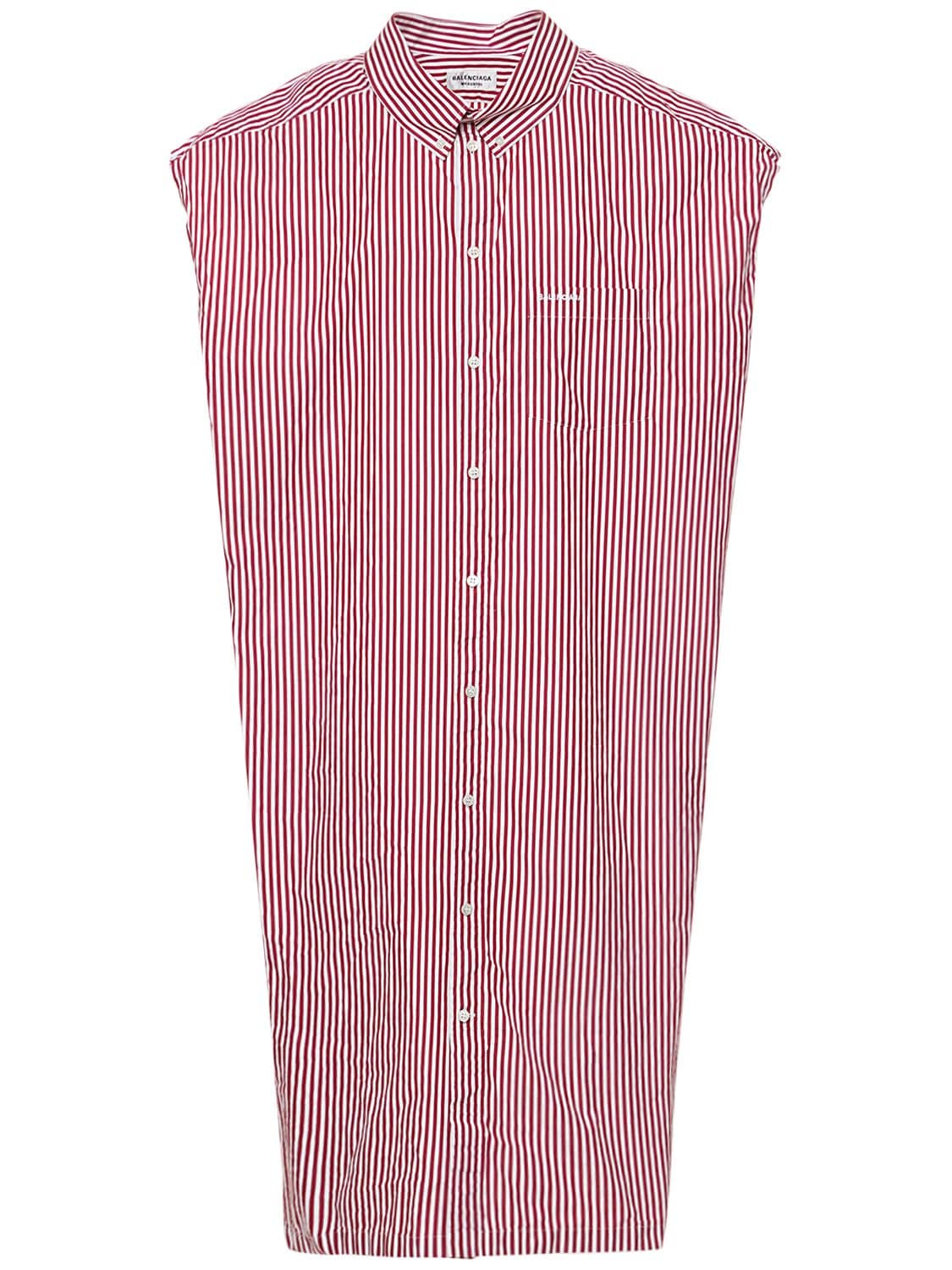 Striped Sleeveless Cotton Shirt Dress – WOMEN > CLOTHING > DRESSES