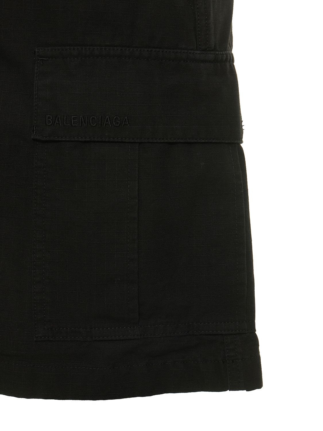 Shop Balenciaga Mini Cotton Cargo Skirt In Black
