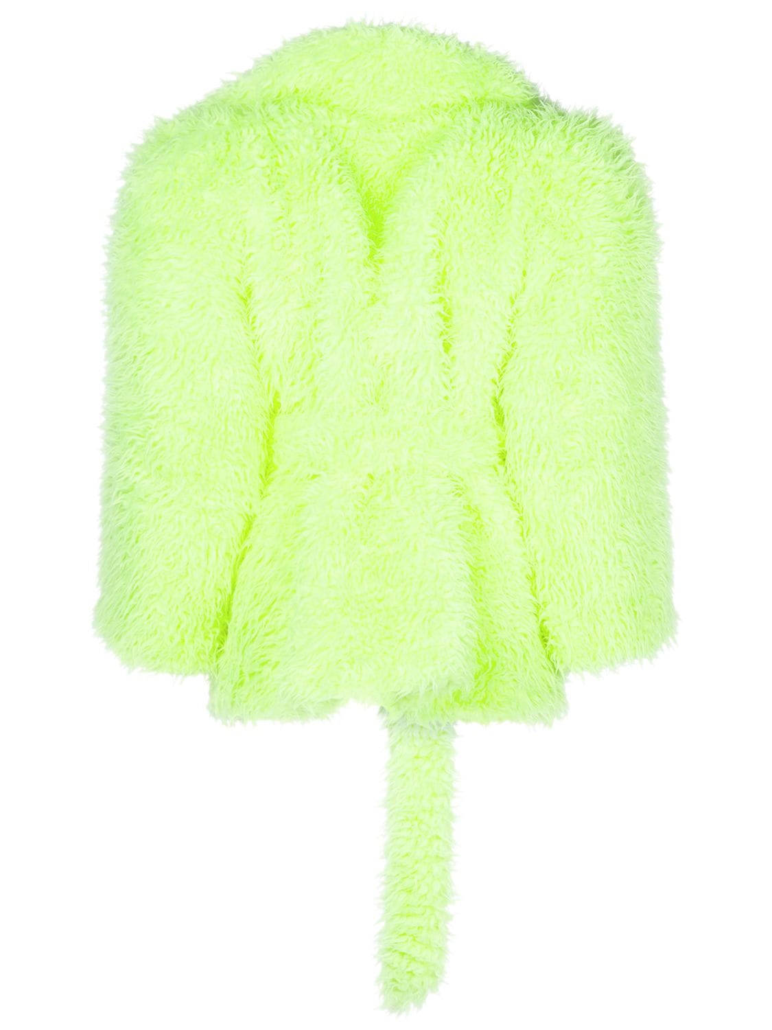 Shop Balenciaga Teddy Faux Fur Jacket In Fluo Yello