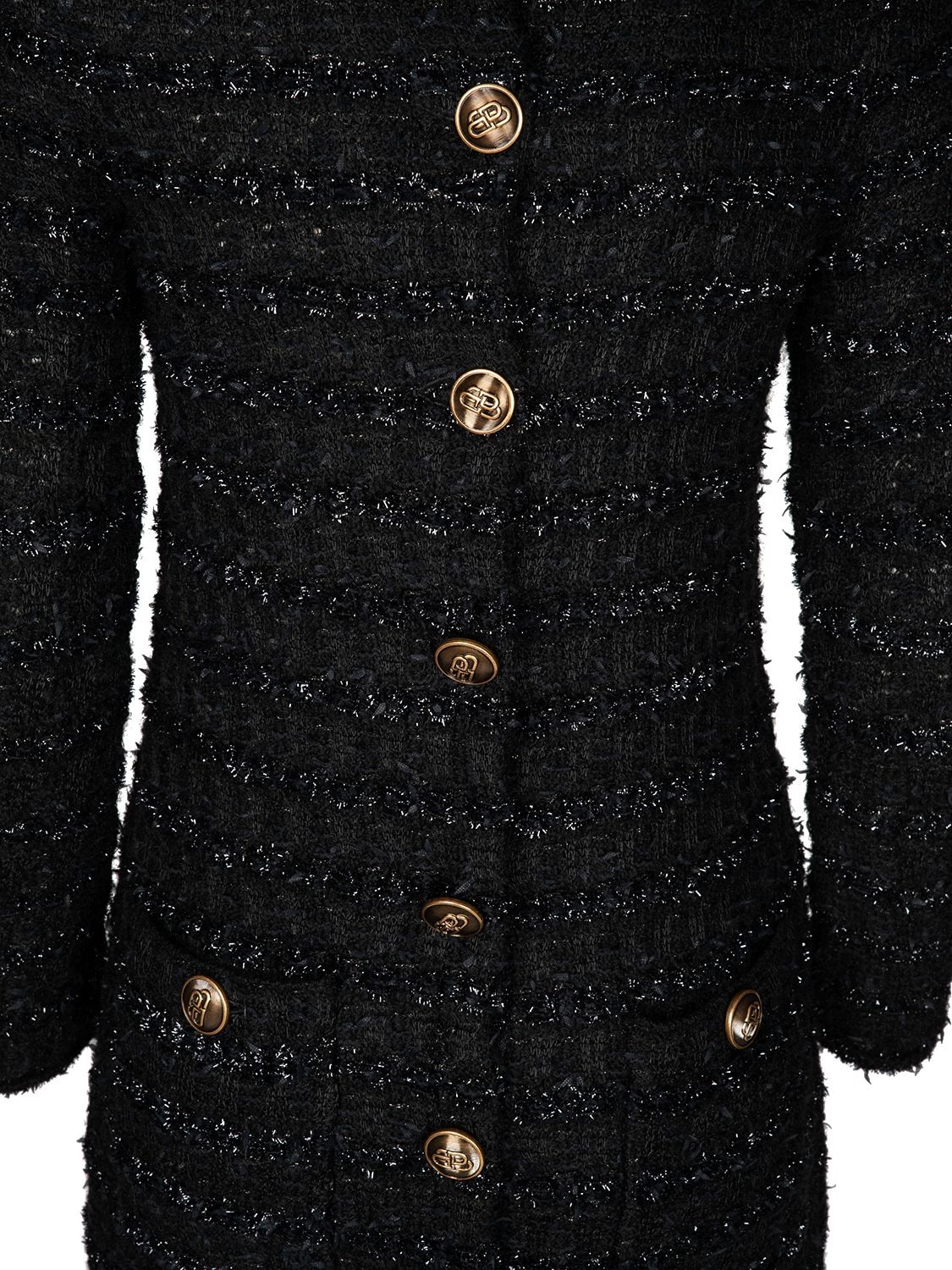 Shop Balenciaga Back-to-front Wool Blend Tweed Dress In Black